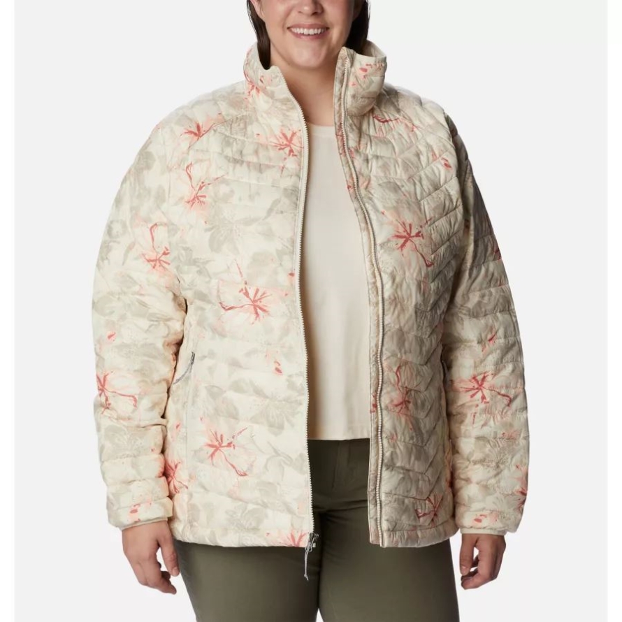 Chalk Aurelian Print Columbia Women's Powder Lite Jacket Plus Size