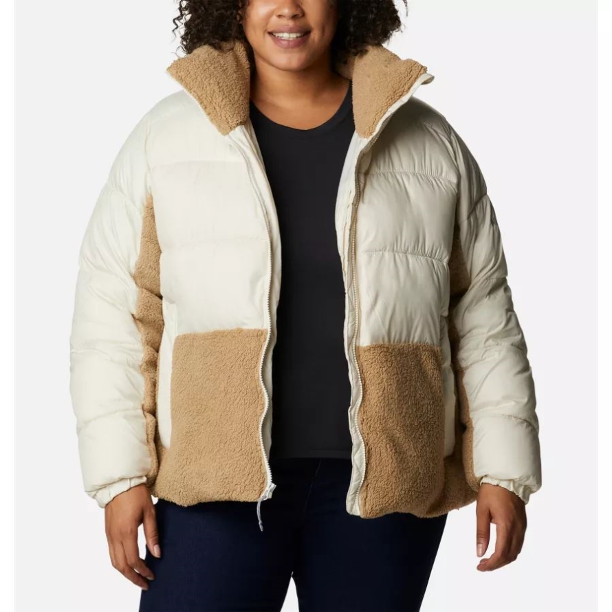 Chalk/Beach Columbia Women's Leadbetter Point Sherpa Hybrid Jacket Plus Size