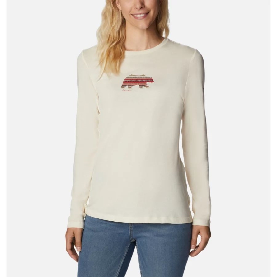 Chalk/Bearly Print Women's Hidden Haven Long Sleeve T-Shirt Columbia