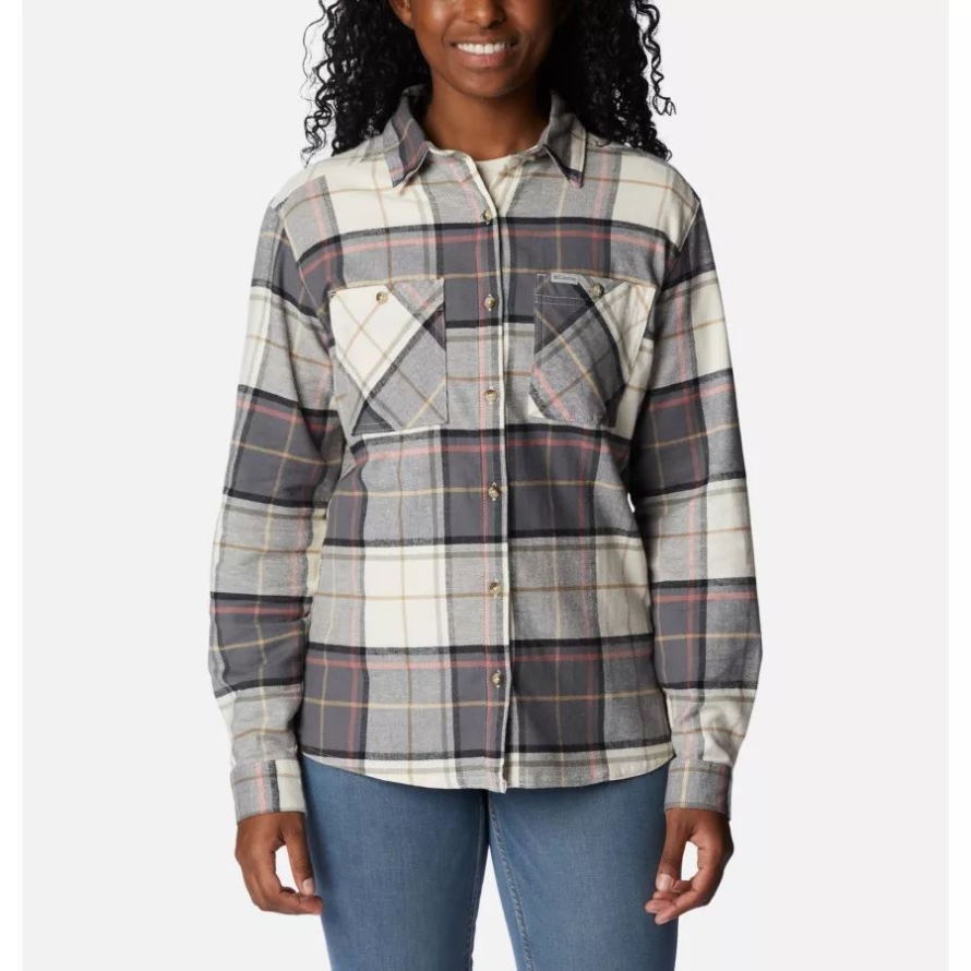 Chalk Boyfriend Tartan Women's Clay Hills Stretch Flannel Shirt Columbia