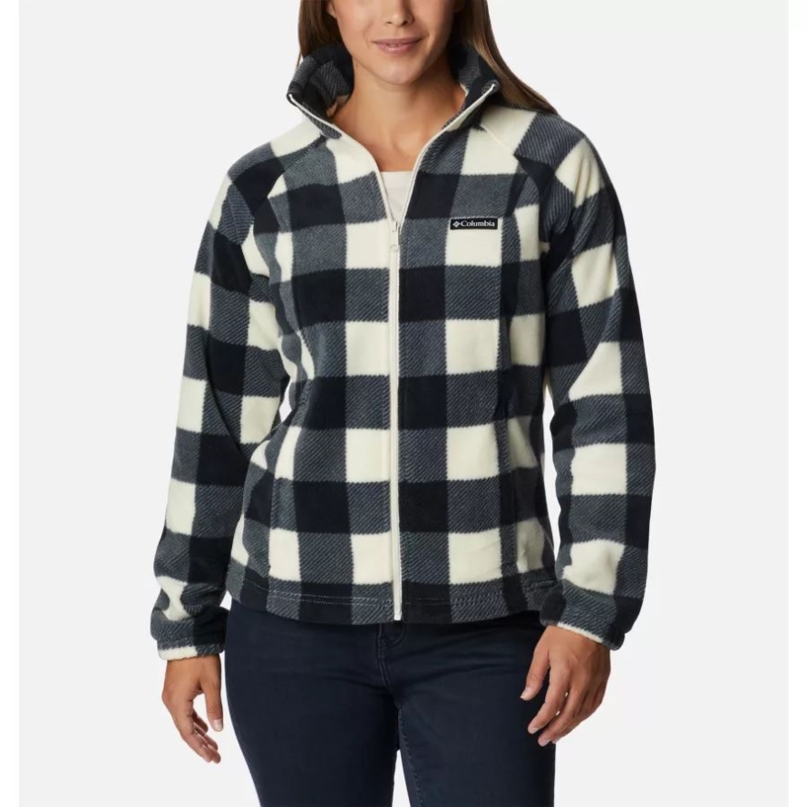 Chalk Check Print Columbia Women's Benton Springs Printed Full Zip Fleece Jacket