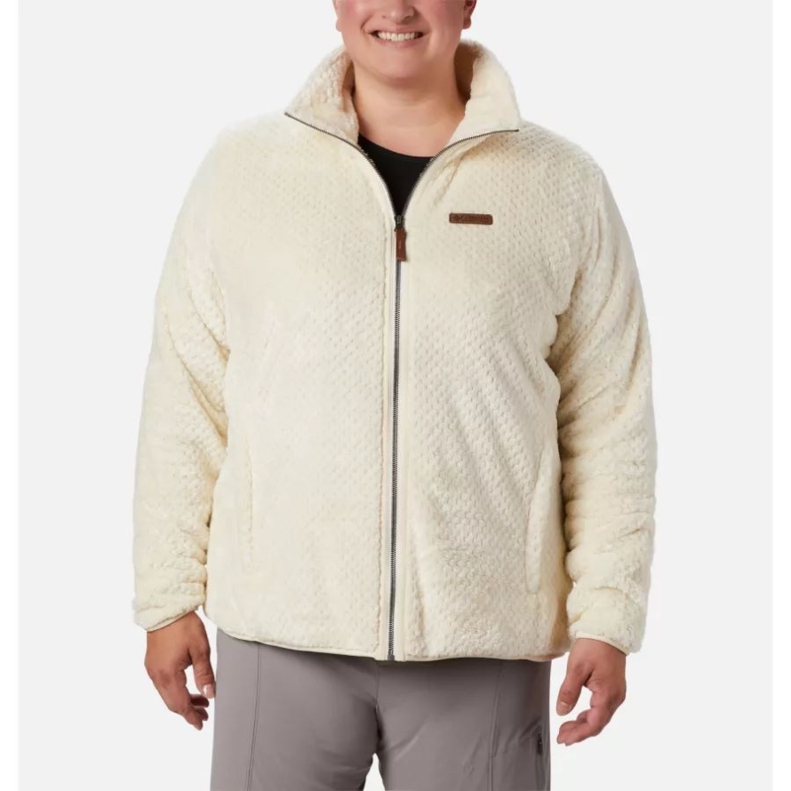 Chalk Columbia Women's Fire Side II Plush Full Zip Fleece Plus Size