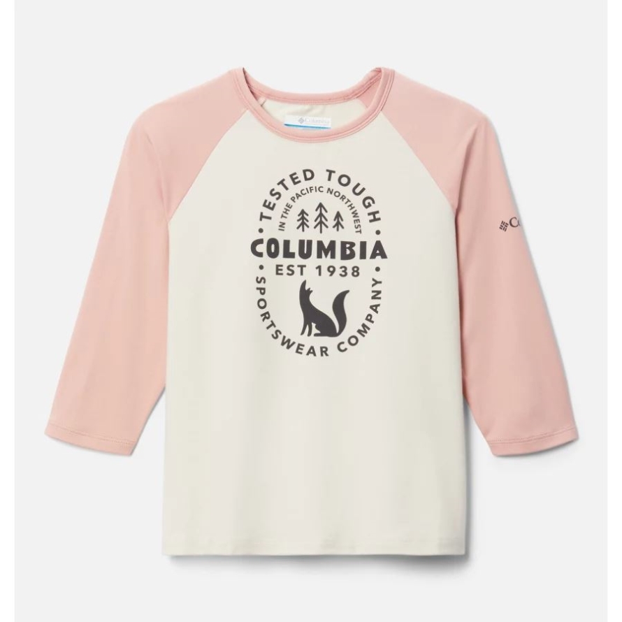 Chalk Heather/Faux Pink Kids' Outdoor Elements3/4 Sleeve Shirt Columbia
