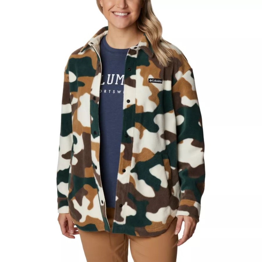 Chalk Mod Camo Print Columbia Women's Benton Springs Shirt Jacket
