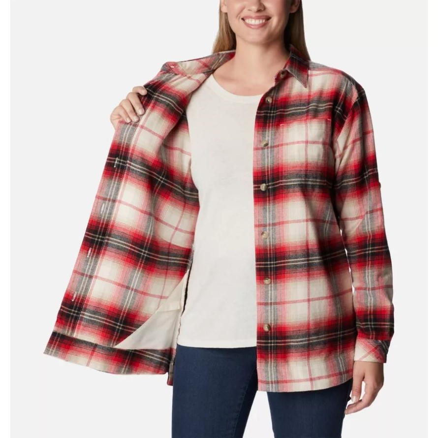 Chalk Multi Tartan Columbia Women's Holly Hideaway Flannel Shirt