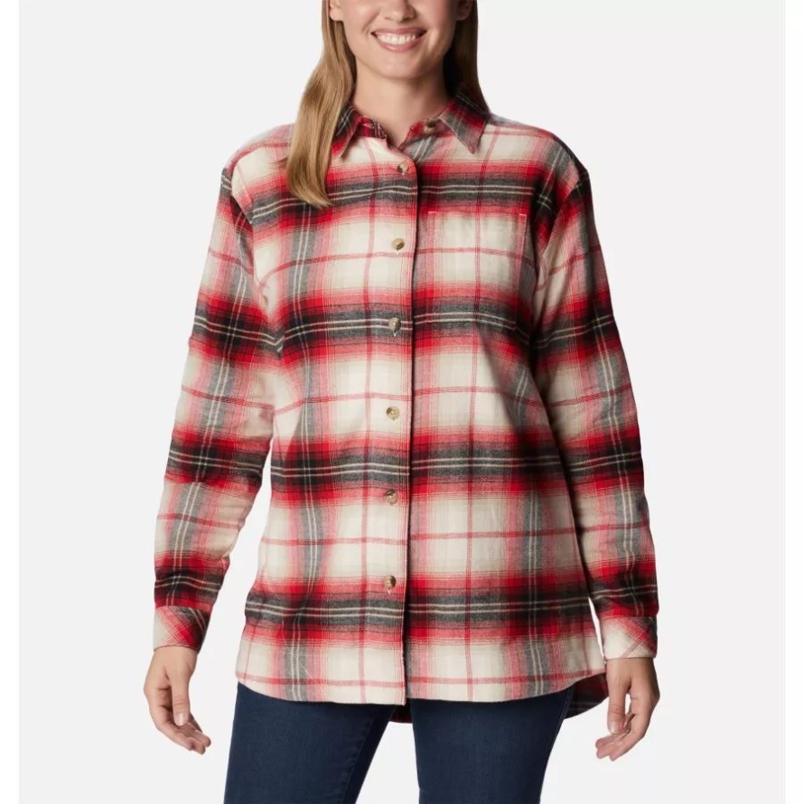 Chalk Multi Tartan Women's Holly Hideaway Flannel Shirt Columbia