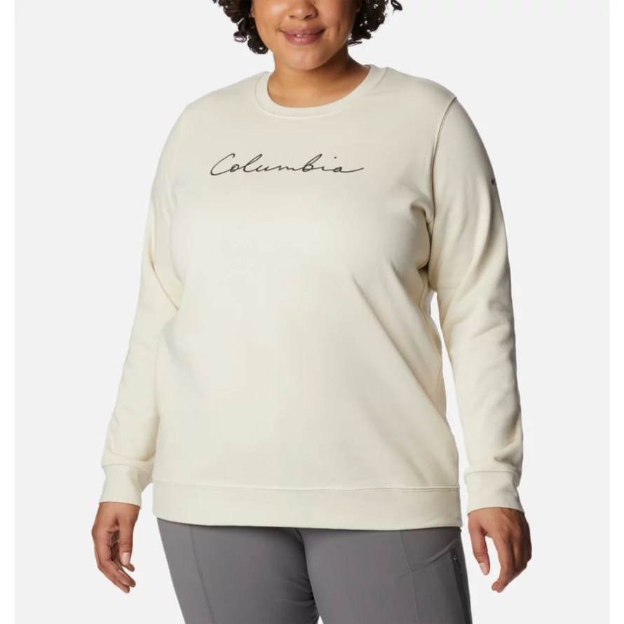 Chalk/Script Logo Women's Columbia Trek Graphic Crew Sweatshirt Plus Size Columbia