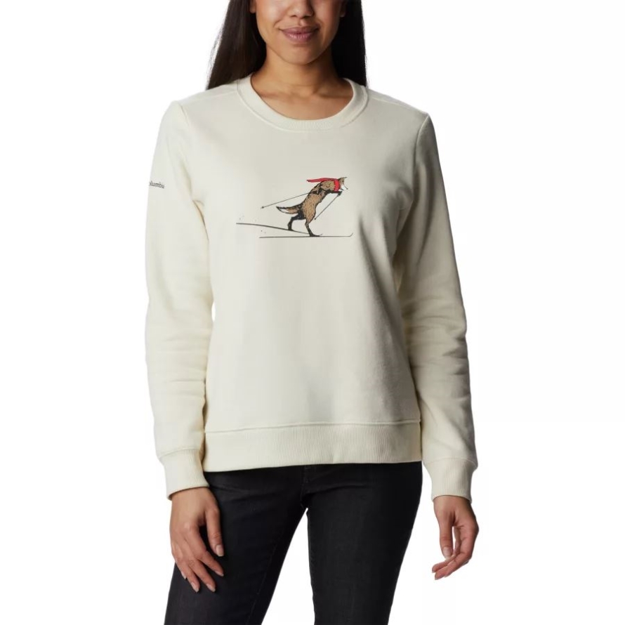 Chalk/Skiing Fox Women's Hart Mountain II Graphic Crew Sweatshirt Columbia