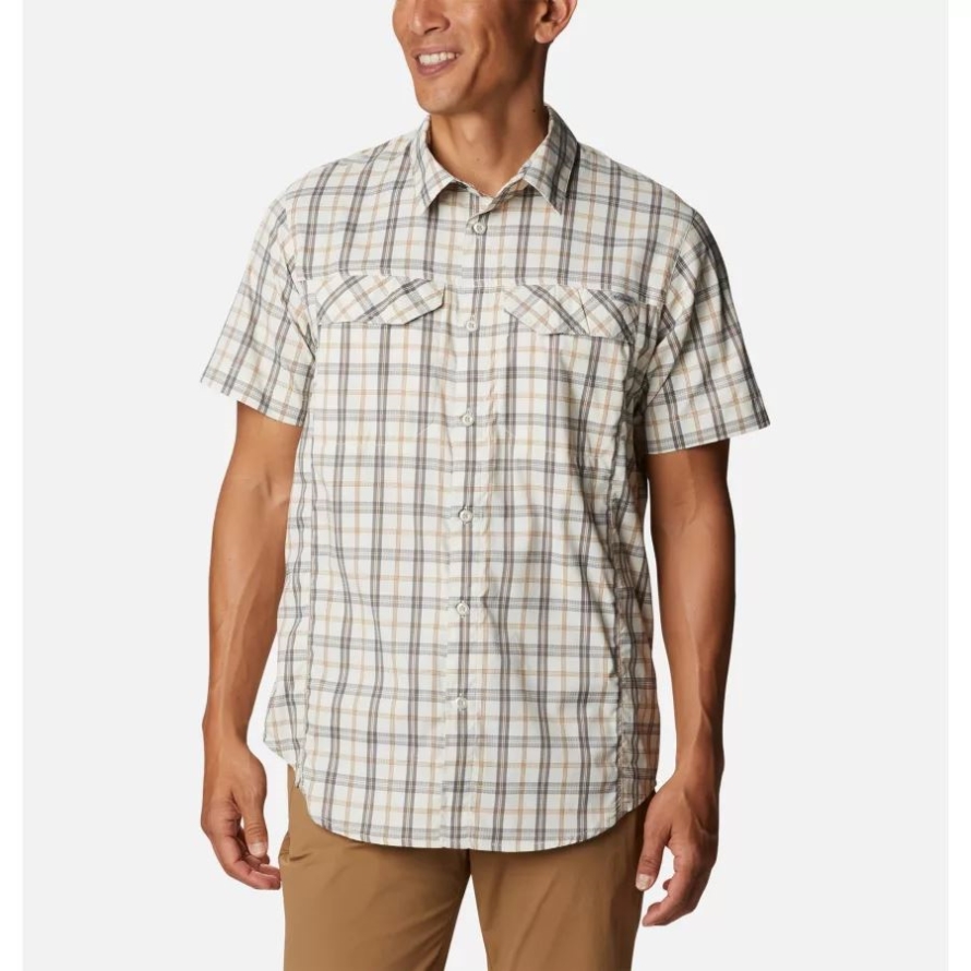 Chalk Switchback Madras Columbia Men's Silver Ridge Lite Plaid Short Sleeve Shirt