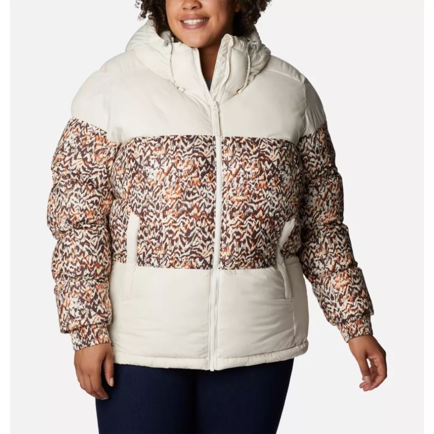 Chalk/Warm Copper Terrain Print Women's Pike Lake II Insulated Jacket Plus Size Columbia