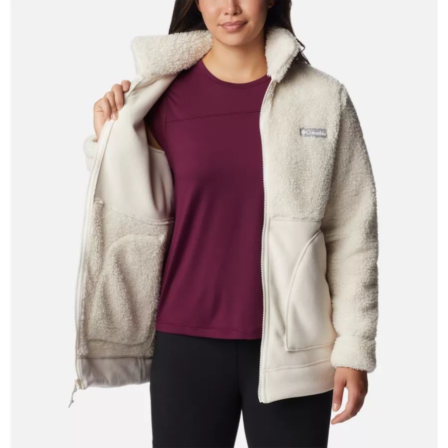 Chalk Women's Winter Pass Sherpa Long Full Zip Fleece Jacket Columbia