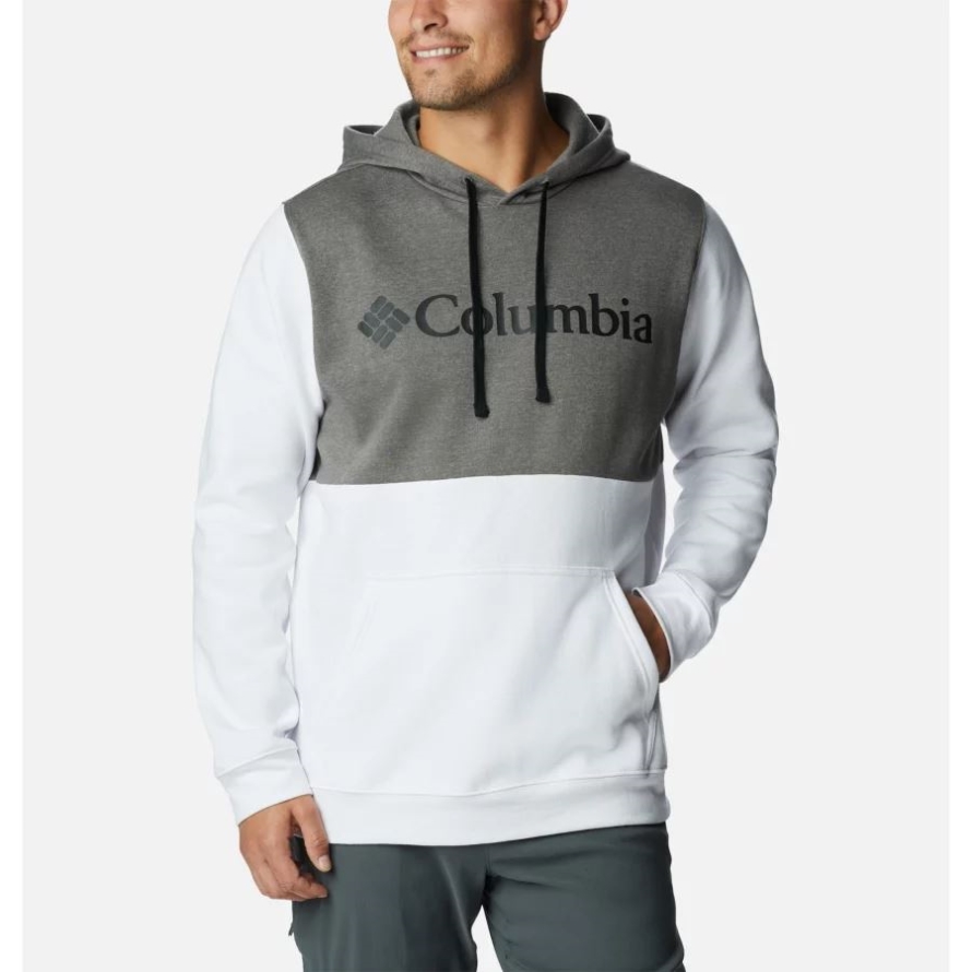 Charcoal Heather/White Men's Columbia Trek Colorblock Hoodie Columbia