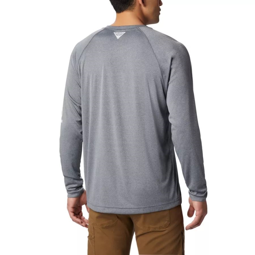 Charcoal Hthr/Cool Grey Logo Men's PFG Terminal Tackle Heather Long Sleeve Shirt Columbia