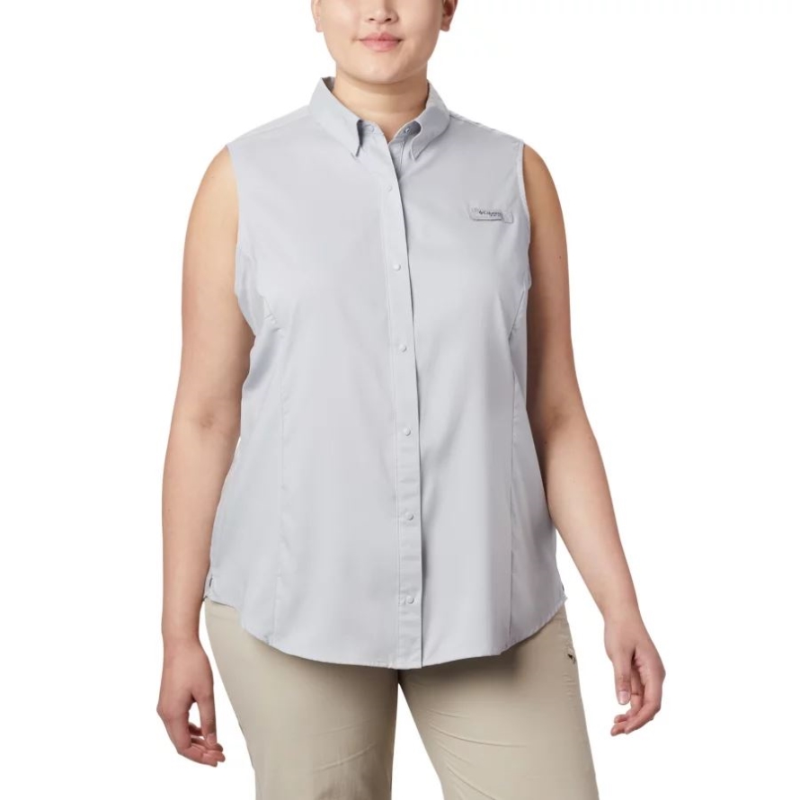 Cirrus Grey Columbia Women's PFG Tamiami Sleeveless Shirt Plus Size
