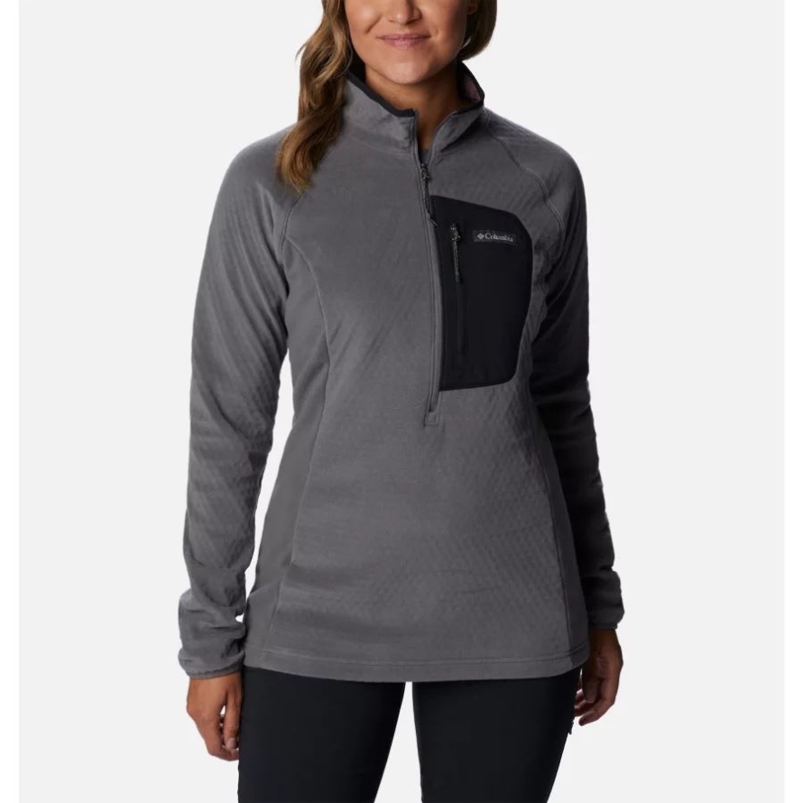 City Grey/Black Columbia Women's Outdoor Tracks Half Zip Fleece Pullover