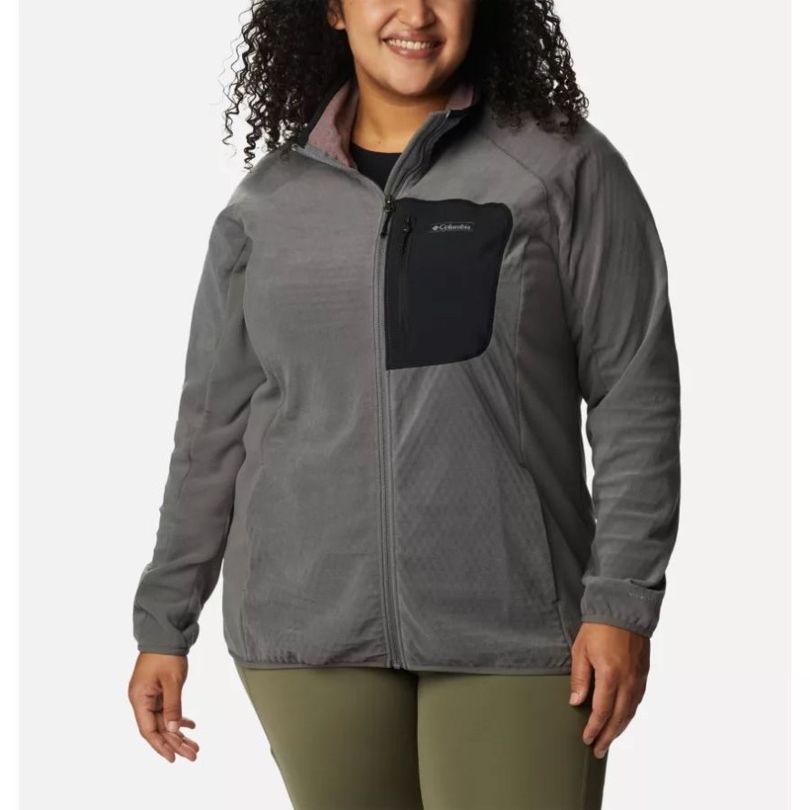 City Grey/Black Women's Outdoor Tracks Full Zip Fleece Jacket Plus Size Columbia