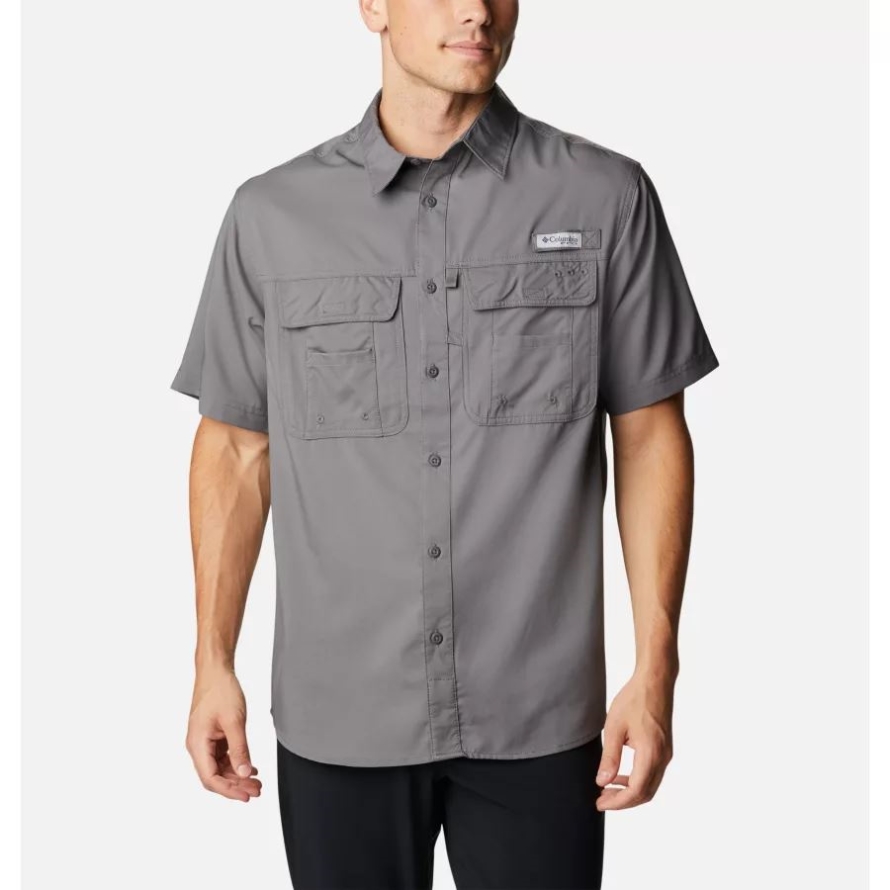 City Grey Men's PFG Drift Guide Woven Short Sleeve Shirt Columbia