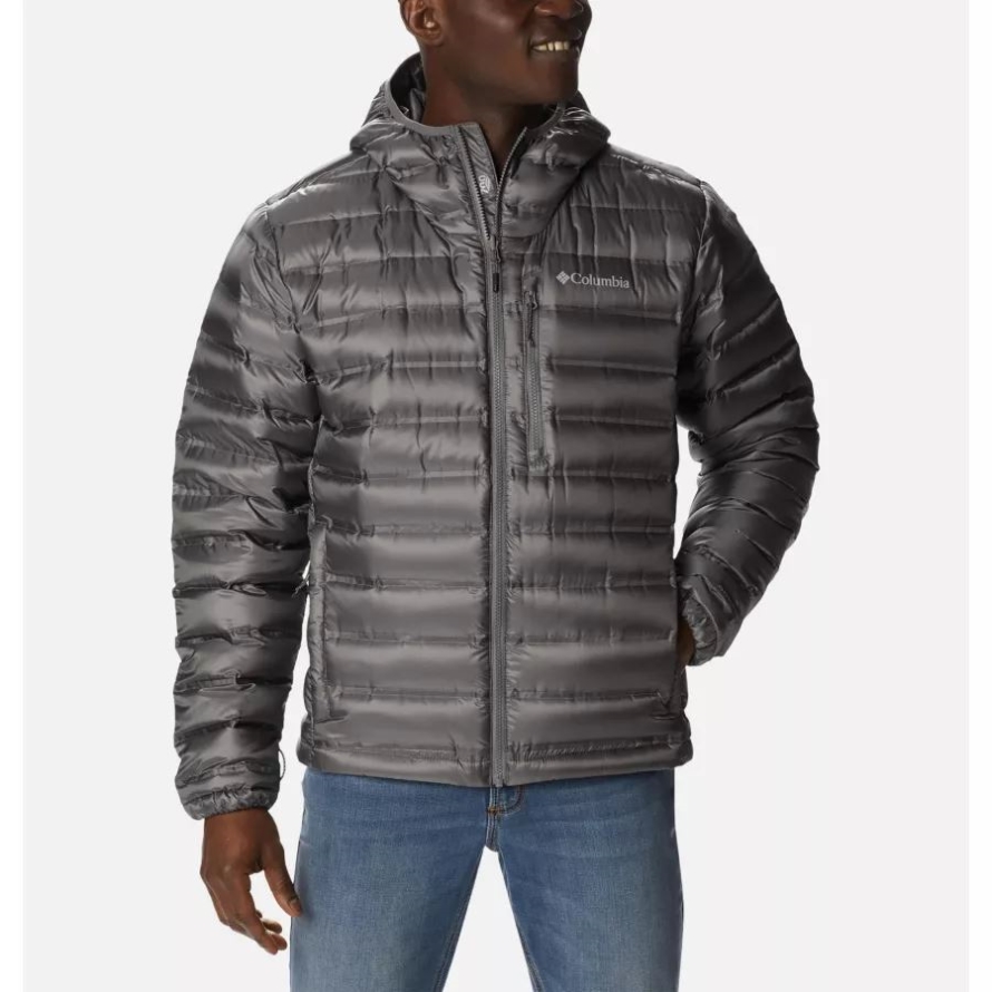 City Grey Men's Pebble Peak Down Hooded Jacket Columbia