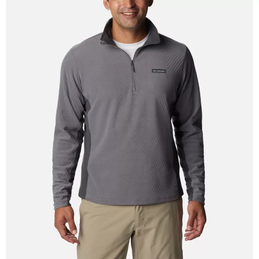 City Grey/Shark Columbia Brand Men's Overlook Pass Half Zip Shirt