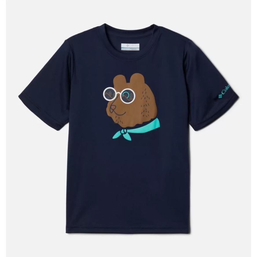 Collegiate Navy Bearly Shades Columbia Boys' Grizzly Ridge Technical Graphic T-Shirt