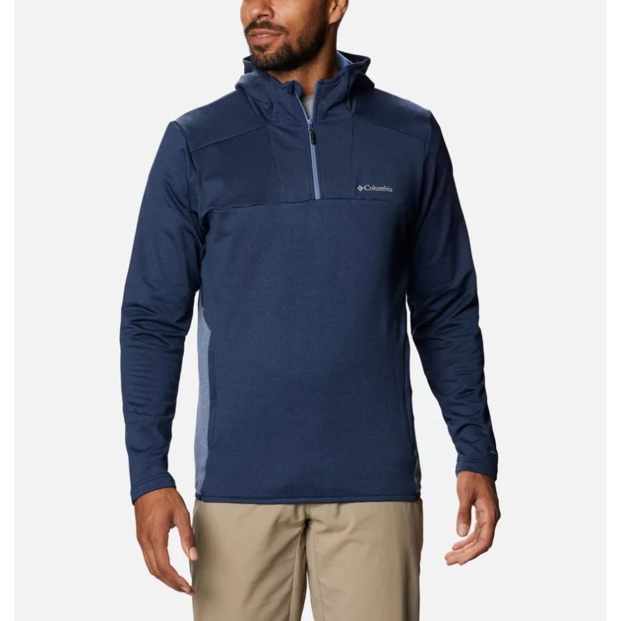 Collegiate Navy/Bluestone Columbia Men's Maxtrail Quarter Zip Fleece Hoodie