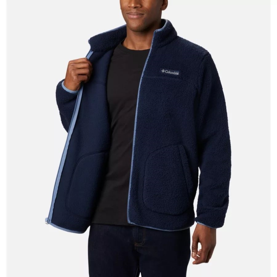 Collegiate Navy/Bluestone Columbia Men's Rugged Ridge II Sherpa Full Zip Fleece Jacket