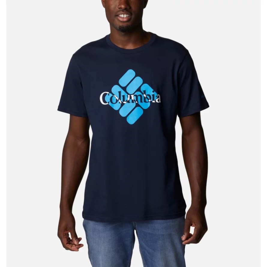 Collegiate Navy/Centered Gem Men's CSC Graphic Casual Organic Cotton T-shirt Columbia