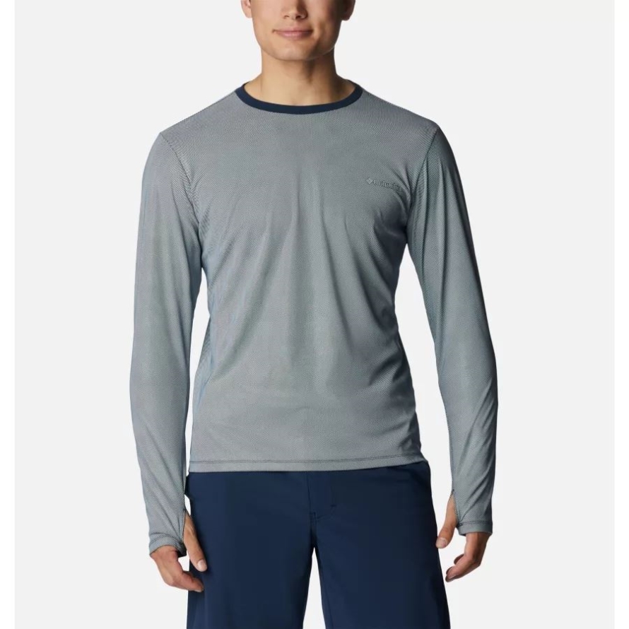 Collegiate Navy Columbia Men's Sun Deflector Summerdry Long Sleeve Shirt