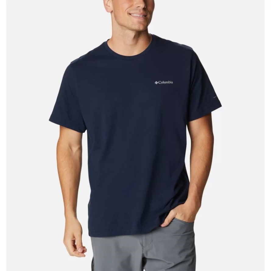Collegiate Navy Heather Columbia Men's Thistletown Hills Short Sleeve Shirt