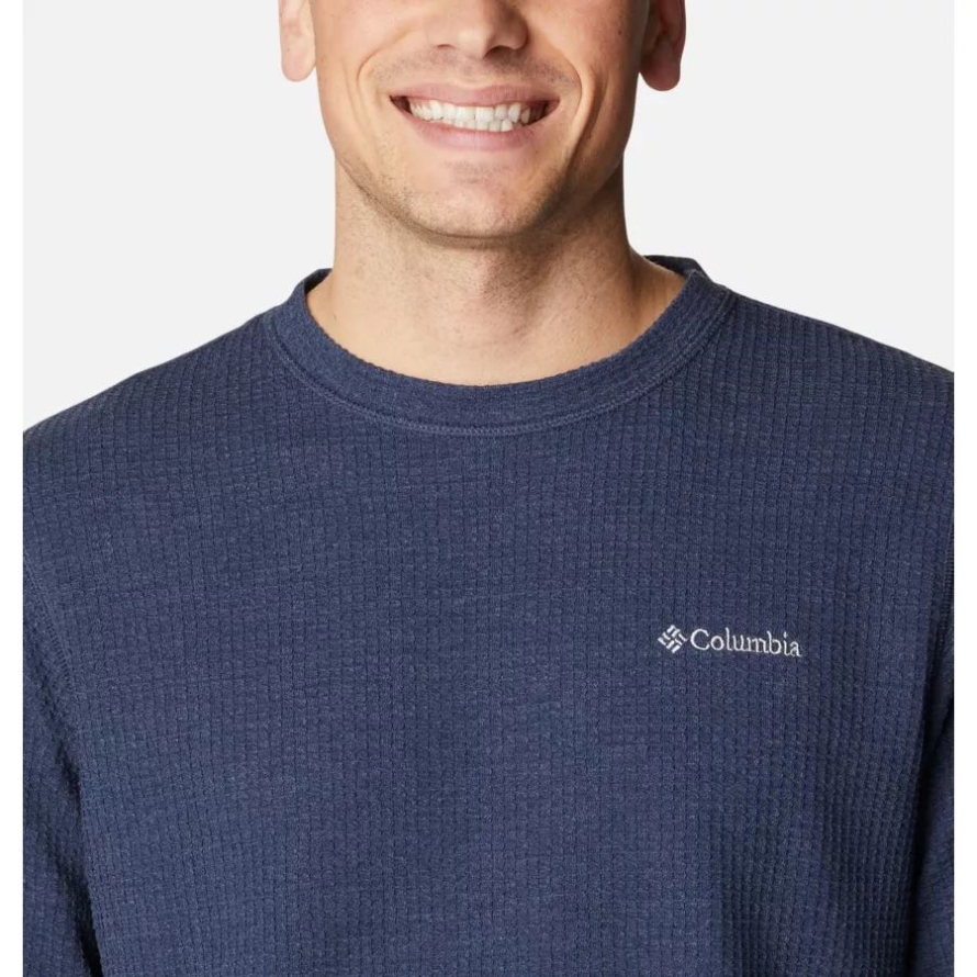 Collegiate Navy Heather Men's Pine Peak II Waffle Long Sleeve Crew Columbia
