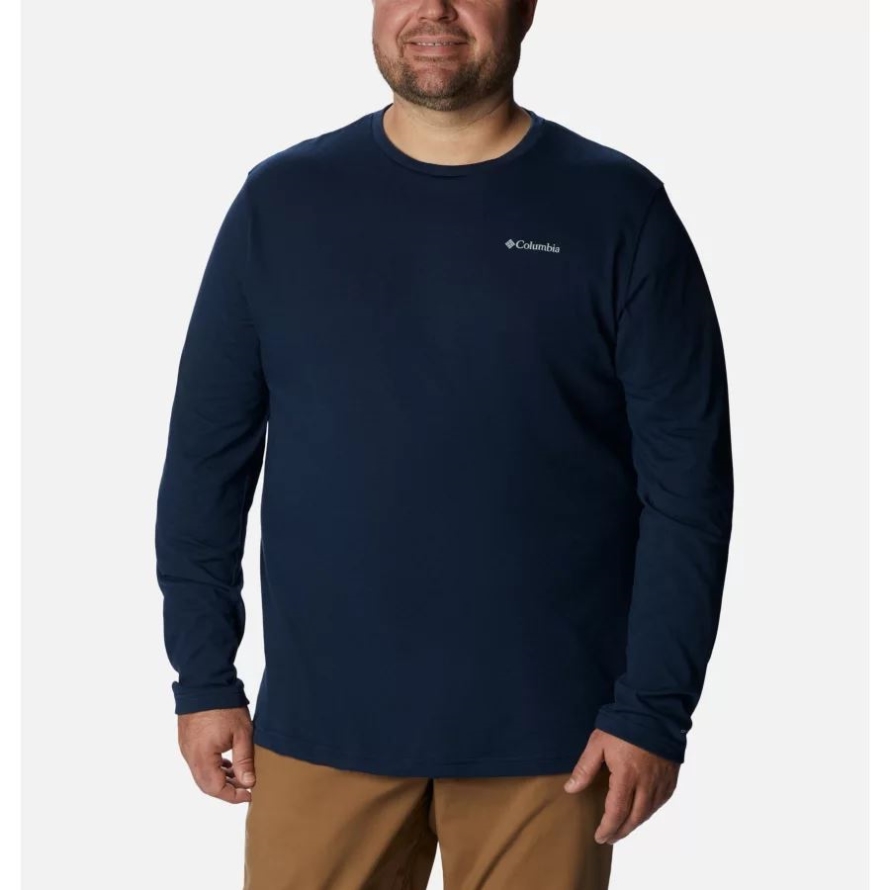 Collegiate Navy Heather Men's Thistletown Hills Long Sleeve Crew Shirt Big Columbia