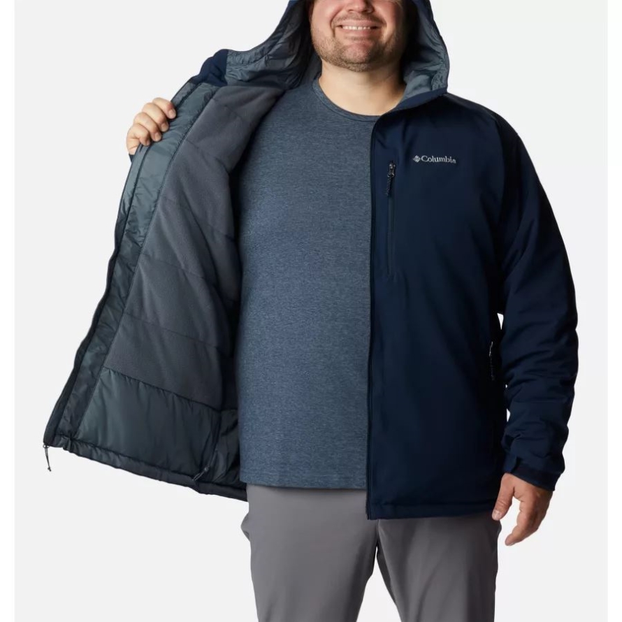 Collegiate Navy Men's Gate Racer Softshell Hooded Jacket Big Columbia