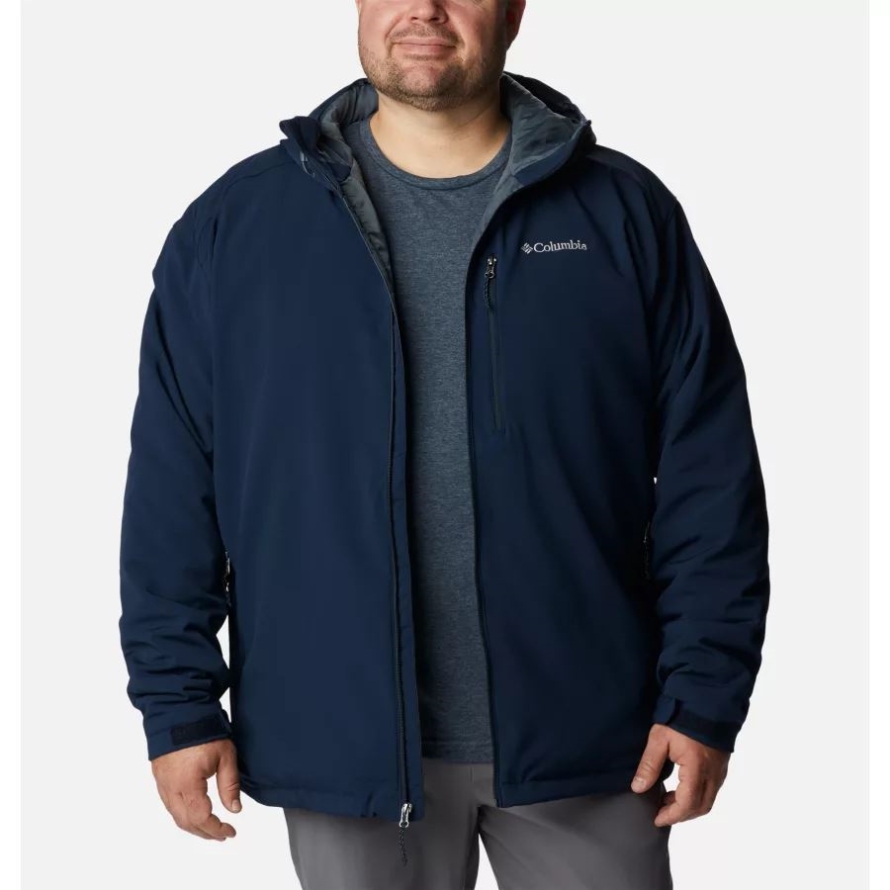 Collegiate Navy Men's Gate Racer Softshell Hooded Jacket Big Columbia