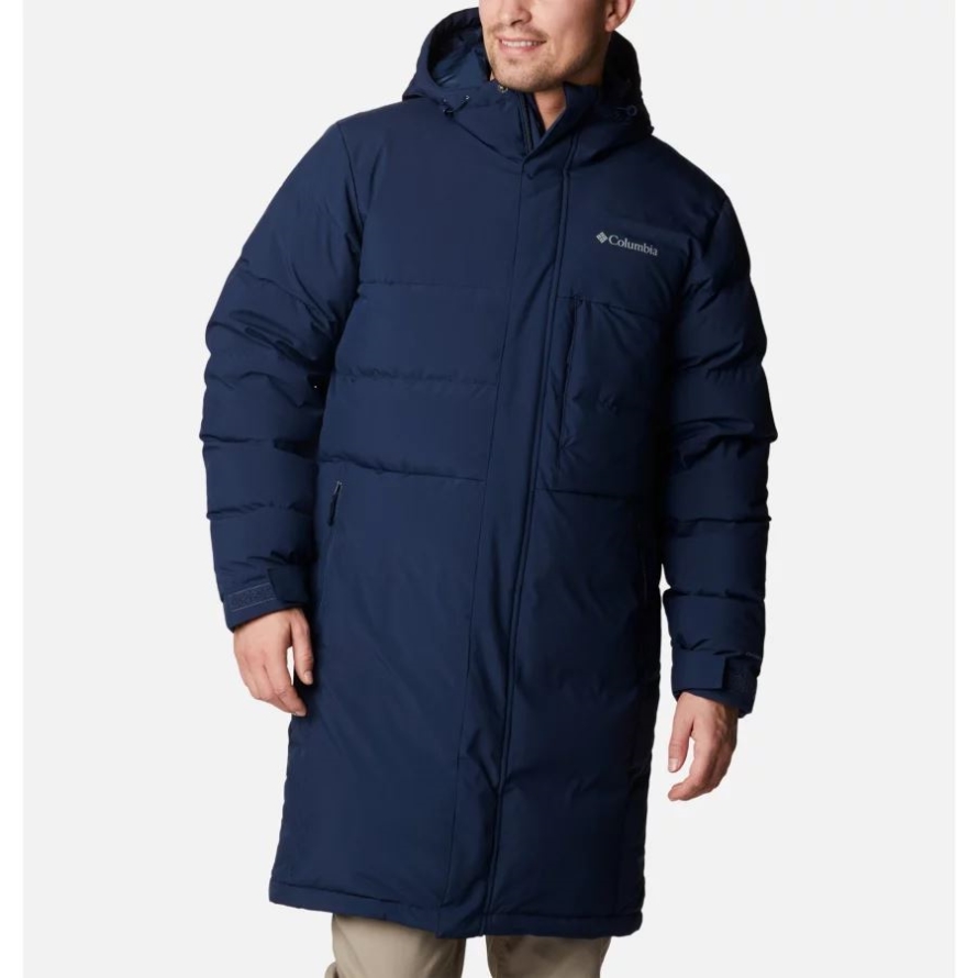 Collegiate Navy Men's Toyama Pass Hooded Down Long Waterproof Parka Columbia