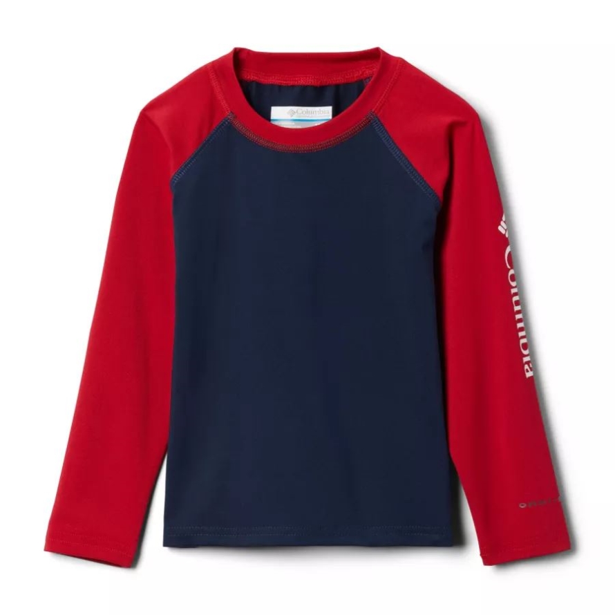 Collegiate Navy/Mountain Red Columbia Kids' Toddler Sandy Shores Long Sleeve Sunguard Shirt