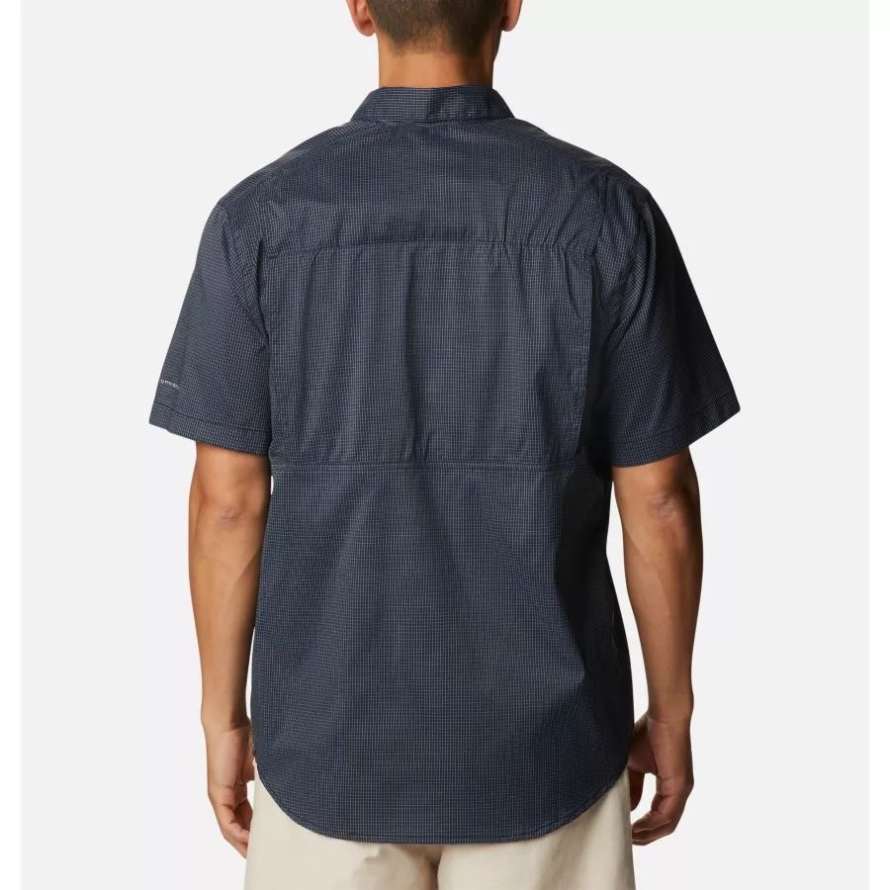Collegiate Navy/Quiet Grid Men's Silver Ridge Lite Plaid Short Sleeve Shirt Columbia