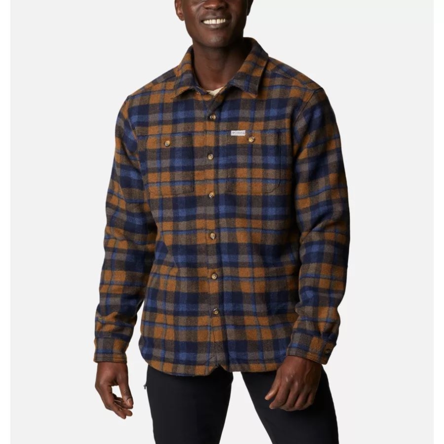 Collegiate Navy Stair Step Check Columbia Men's Windward Rugged Shirt Jacket