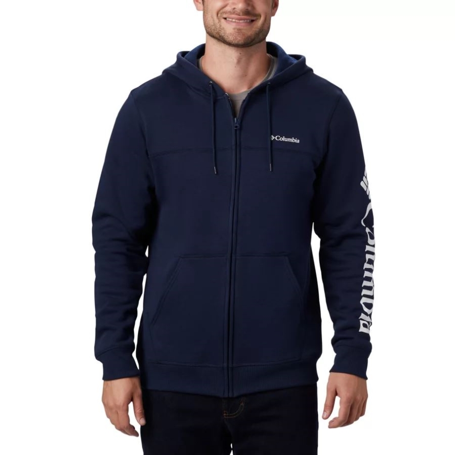 Collegiate Navy/White Columbia Men's Columbia Logo Full Zip Fleece Hoodie