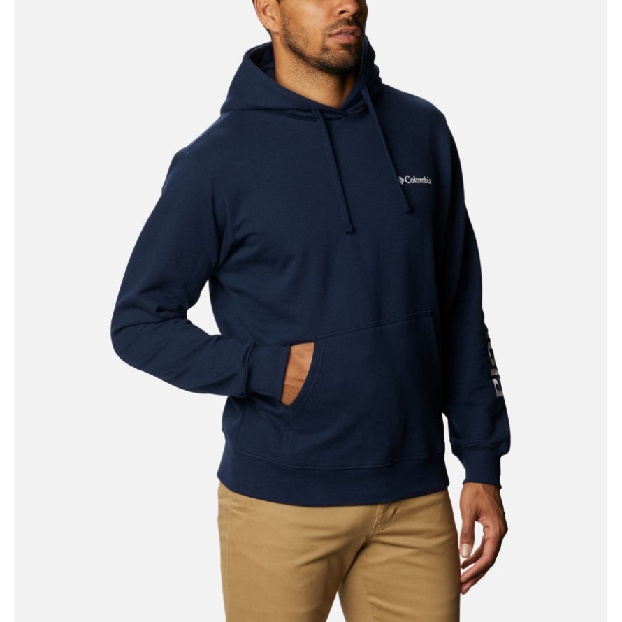 Collegiate Navy/White Columbia Men's Viewmont II Sleeve Graphic Hoodie