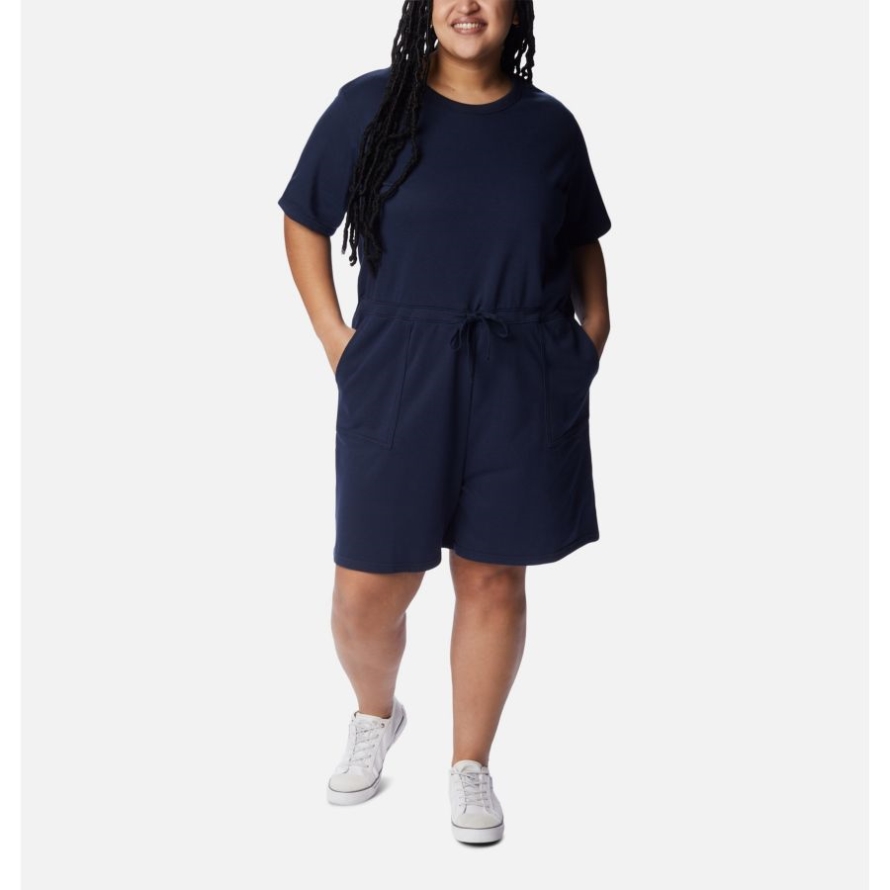 Collegiate Navy Women's Columbia Trek French Terry Romper Plus Size Columbia