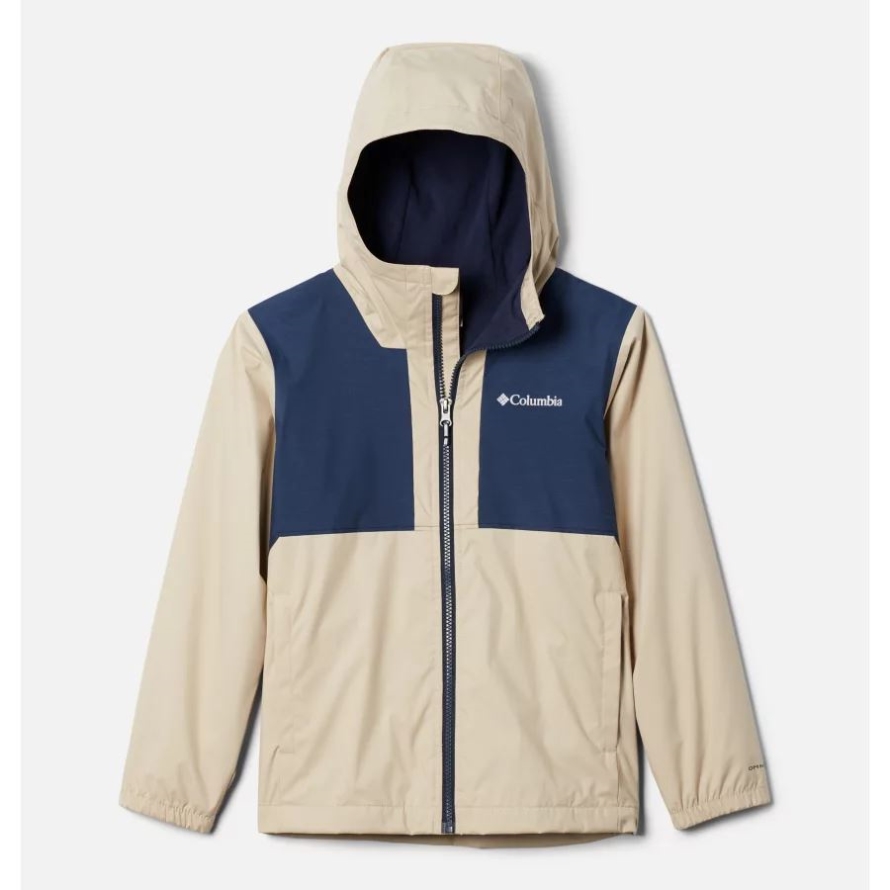 Columbia Ancient Fossil/Collegiate Navy Slub Boys' Rainy Trails Fleece Lined Jacket