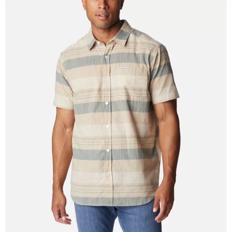 Columbia Ancient Fossil Scattered Stripe Men's Rapid Rivers Novelty Short Sleeve Shirt