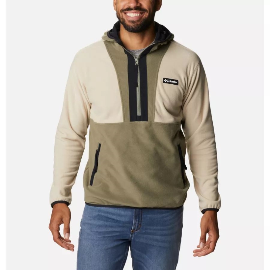 Columbia Ancient Fossil/Stone Green/Black Men's Back Bowl Lite Half Zip Pullover Hoodie
