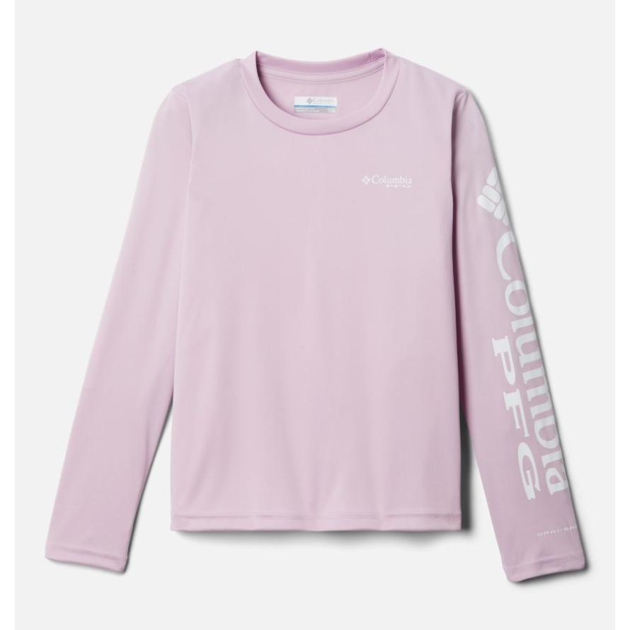 Columbia Aura/White Logo Girls PFG Tidal Long Sleeve T-Shirt