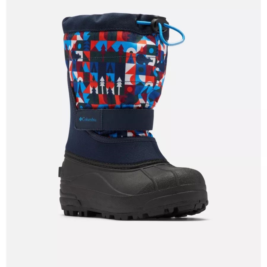 Columbia Big Kids' Powderbug Plus II Print Snow Boot Collegiate Navy/Static Blue