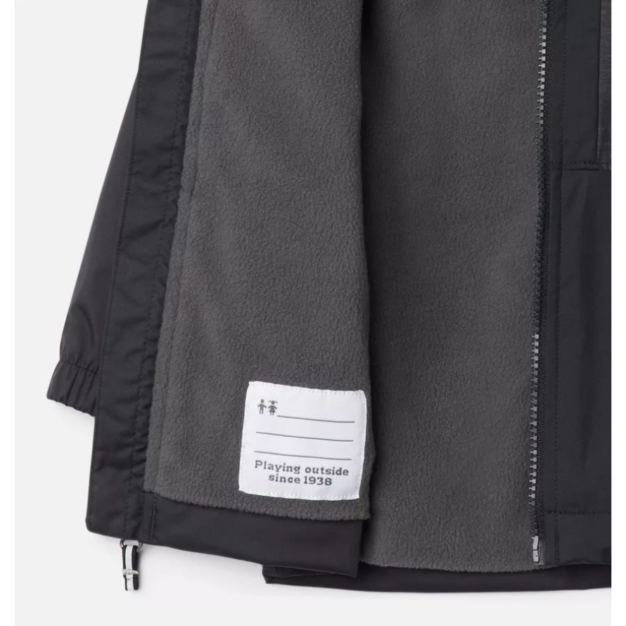 Columbia Black/Black Slub Boys' Toddler Rainy Trails Fleece Lined Jacket