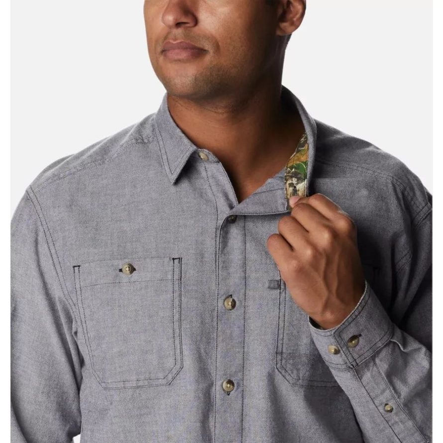 Columbia Black Chambray Men's PHG Sharptail Stretch Chambray Long Sleeve Shirt