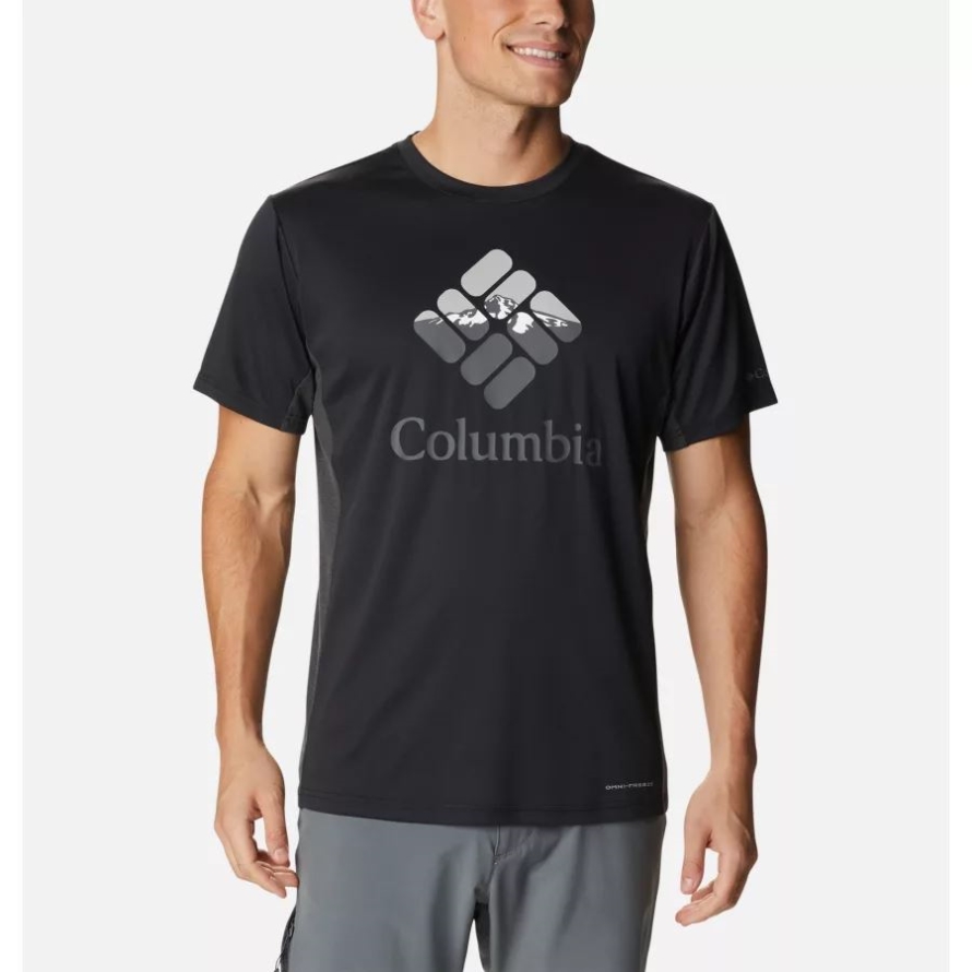 Columbia Black/Hood Nightscape Graphic Men's Zero Ice Cirro-Cool Technical T-Shirt