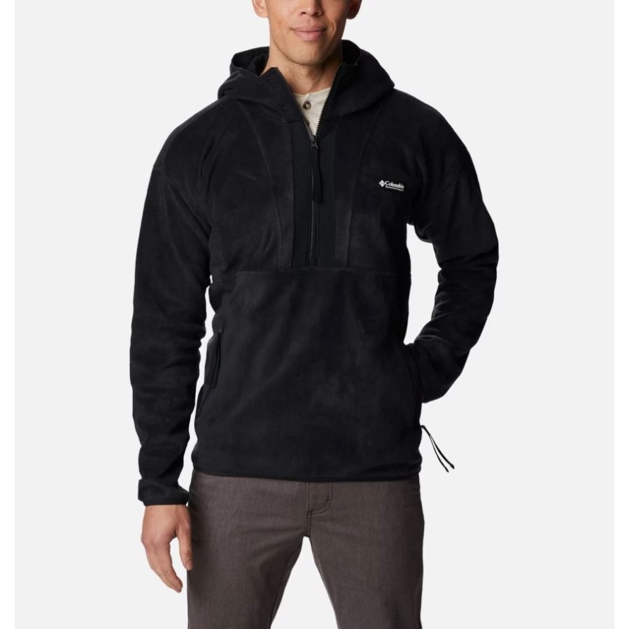 Columbia Black Men's Back Bowl Half Zip Fleece Hoodie