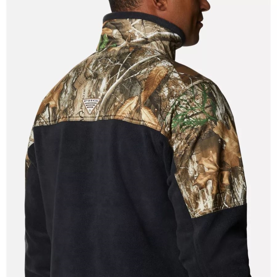 Columbia Black/RT Edge Men's PHG Fleece Overlay 1/4 Zip Pullover